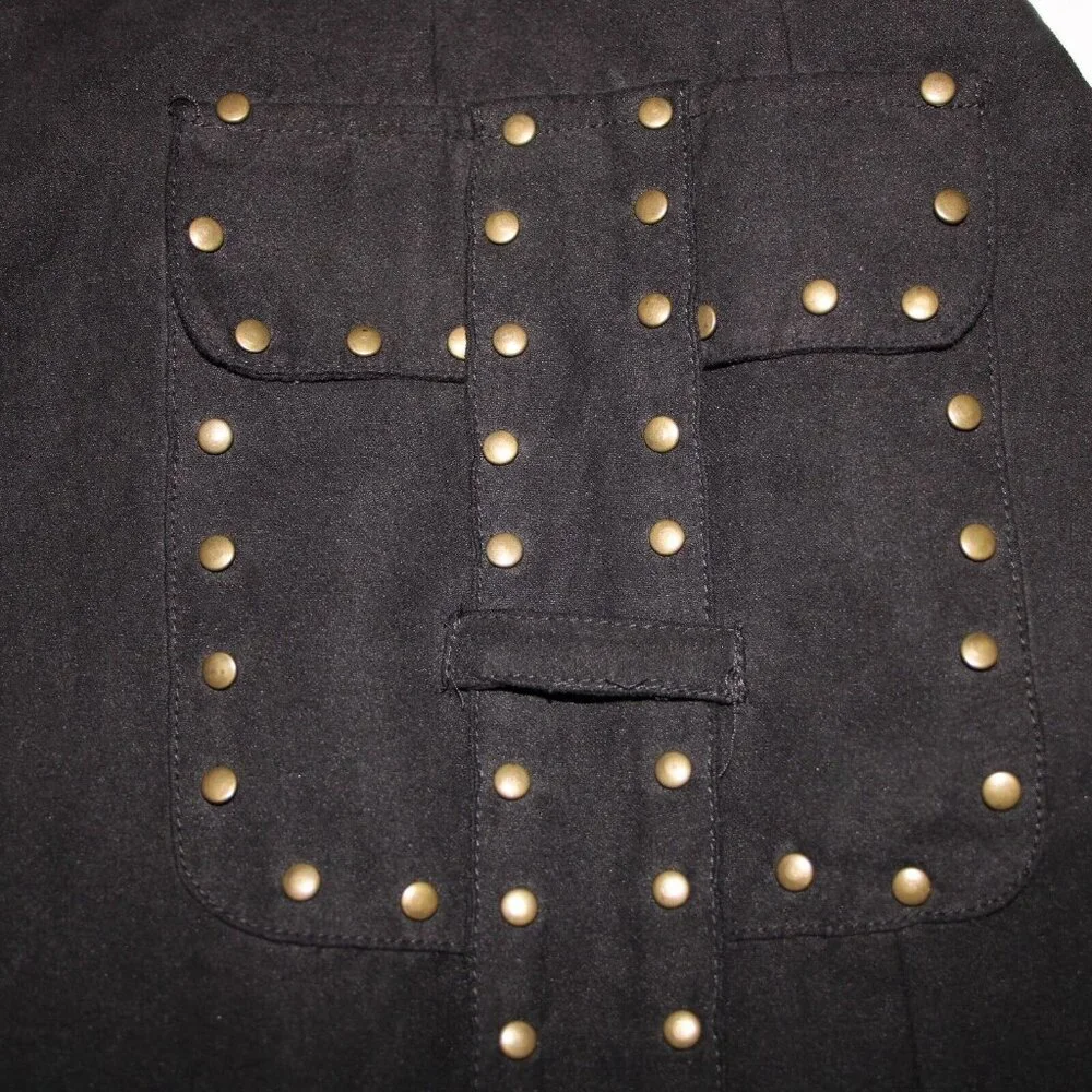 Carole Little Petites Sz M Black Bronze Studded Pockets Lined Polyester Jacket - Picture 12 of 16